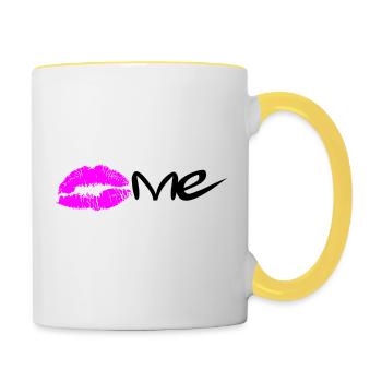 Kiss me - Tasse zweifarbig - Weiß/Gelb - Rechts