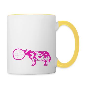 Vache chewing-gum vaches - Mug contrasté - blanc/jaune - Droite