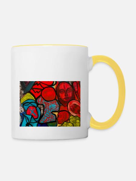 Kunstvolles Design - Tasse zweifarbig - Weiß/Gelb