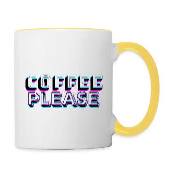 Café s’il vous plaît - Mug contrasté - blanc/jaune - Droite
