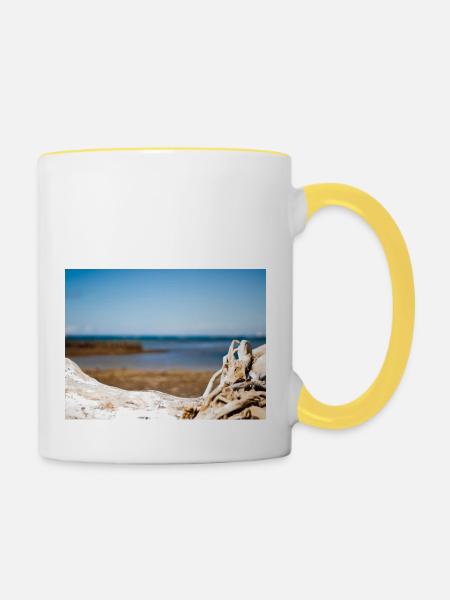 Beachlife - Tasse zweifarbig - Weiß/Gelb