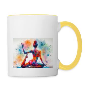 Yoga Exercise - Contrasting Mug - white/yellow - Right