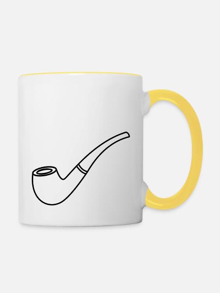 Pfeife - Tasse zweifarbig - Weiß/Gelb