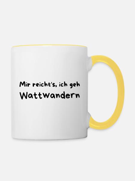 Wattwandern - Tasse zweifarbig - Weiß/Gelb