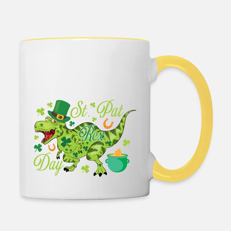 T-Rex de la Saint-Patrick - Mug contrasté - blanc/jaune