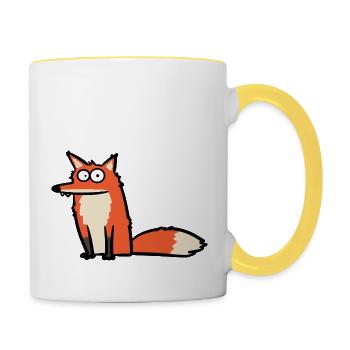 Frustrierter Fuchs - Tasse zweifarbig - Weiß/Gelb - Rechts