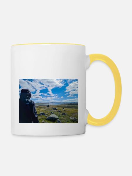Fernweh - Sehnsucht nach Weite - Tasse zweifarbig - Weiß/Gelb