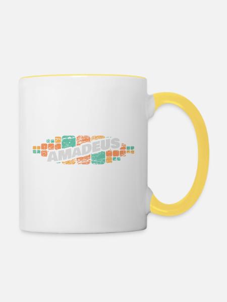 Geschenk für Amadeus - Tasse zweifarbig - Weiß/Gelb