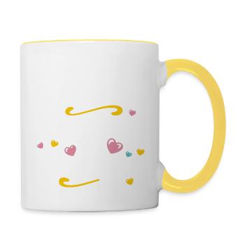Ronrons et bonheur - Mug contrasté - blanc/jaune - Droite