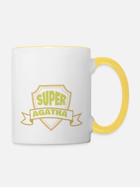 Frauenname Agatha - Tasse zweifarbig - Weiß/Gelb