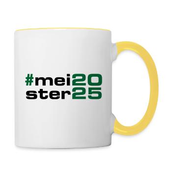 Meister 2025 hashtag - Tasse zweifarbig - Weiß/Gelb - Rechts