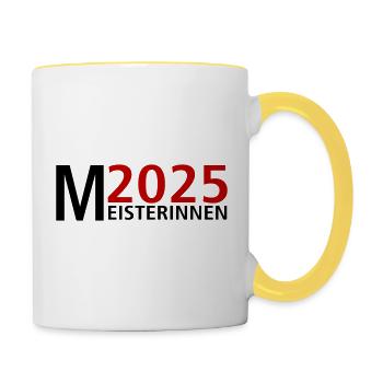 Meisterin 2025 Meisterinnen - Tasse zweifarbig - Weiß/Gelb - Rechts