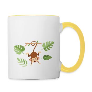 Monkey on the branch - Tasse zweifarbig - Weiß/Gelb - Rechts