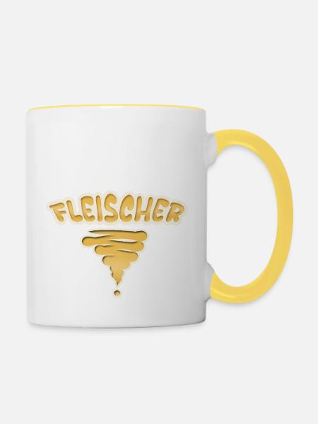 Beruf Fleischer - Tasse zweifarbig - Weiß/Gelb