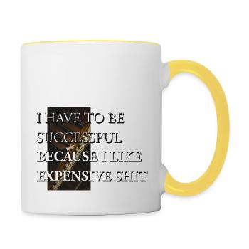 Success & Luxury - Motivation d’entreprise Succès - Mug contrasté - blanc/jaune - Droite