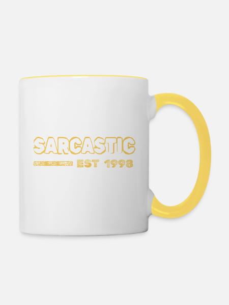 Sarkasmus 1998 - Tasse zweifarbig - Weiß/Gelb