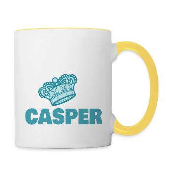 Casper als Vorname - Tasse zweifarbig - Weiß/Gelb - Rechts