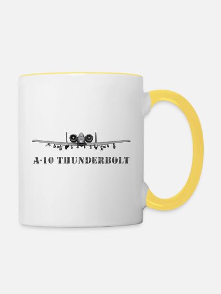 A-10 Thunderbolt Kampfflugzeug Design - Tasse zweifarbig - Weiß/Gelb