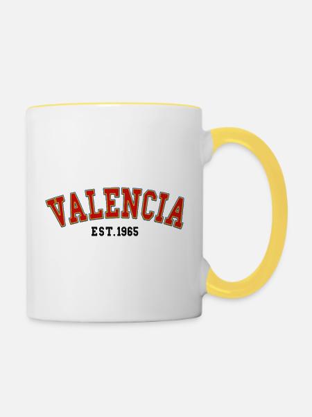 Valencia Est.1965 - Tasse zweifarbig - Weiß/Gelb