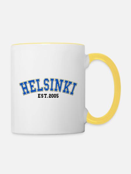 Helsinki, gegründet 2005 - Tasse zweifarbig - Weiß/Gelb