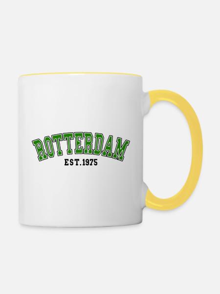 Rotterdam Est.1975 - Tasse zweifarbig - Weiß/Gelb