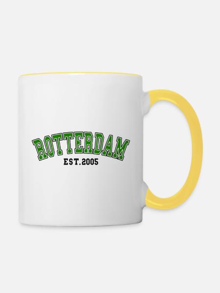 Rotterdam Est.2005 - Tasse zweifarbig - Weiß/Gelb