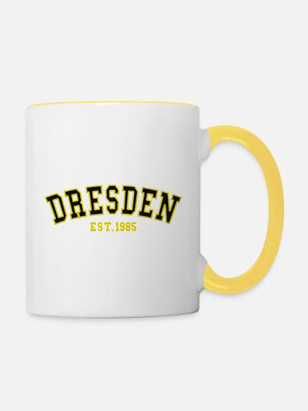 Dresden Est. 1985 - Tasse zweifarbig - Weiß/Gelb