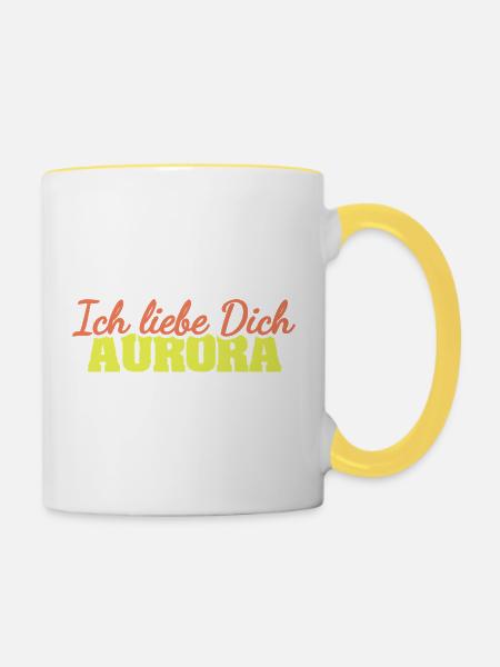 Liebe Aurora - Tasse zweifarbig - Weiß/Gelb
