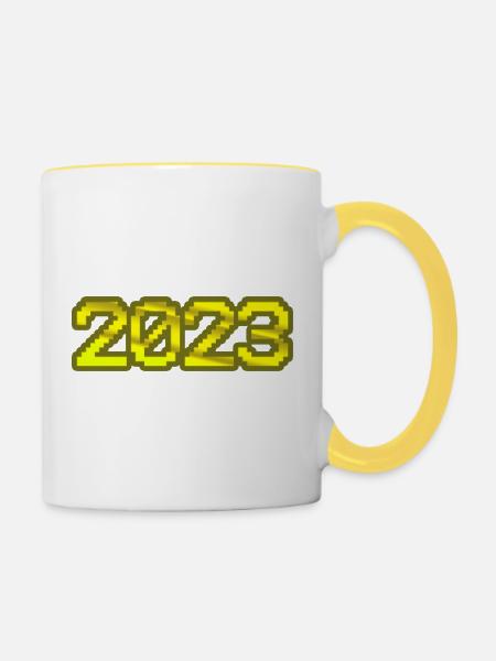 2023 2023 - Tasse zweifarbig - Weiß/Gelb