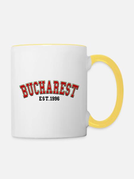 Bukarest, gegründet 1996 - Tasse zweifarbig - Weiß/Gelb