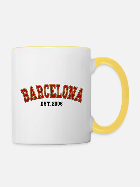 Barcelona gegründet 2006 - Tasse zweifarbig - Weiß/Gelb