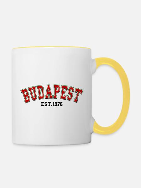 Budapest, gegründet 1976 - Tasse zweifarbig - Weiß/Gelb