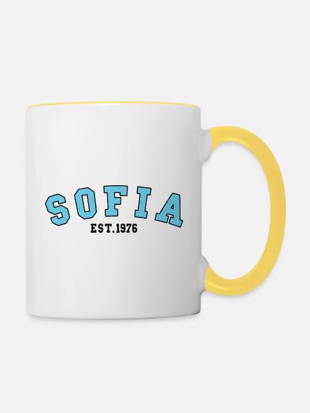 Sofia gegründet 1976 - Tasse zweifarbig - Weiß/Gelb