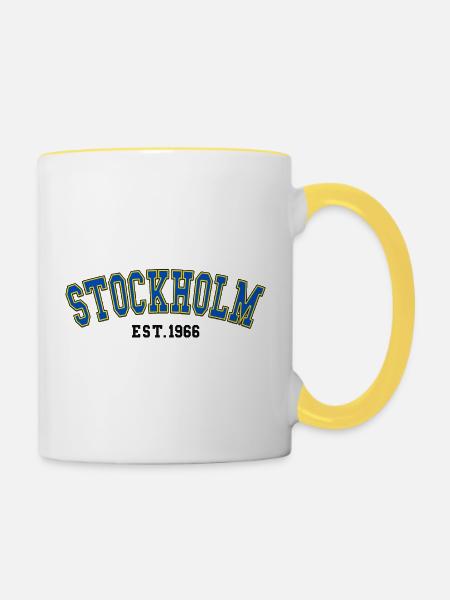 Stockholm gegründet 1966 - Tasse zweifarbig - Weiß/Gelb