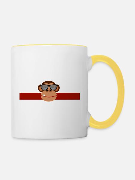 BRILL - AFFE - Tasse zweifarbig - Weiß/Gelb