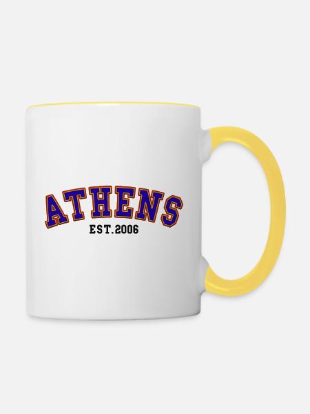Athen gegründet 2006 - Tasse zweifarbig - Weiß/Gelb