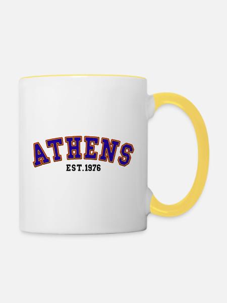 Athen gegründet 1976 - Tasse zweifarbig - Weiß/Gelb