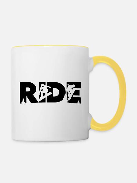 Fahr Snowboard Snowboard Snowboarder - Tasse zweifarbig - Weiß/Gelb
