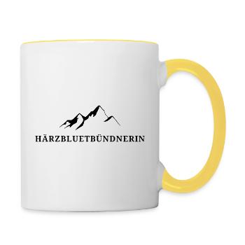 Härzbluetbündnerin Stolze Bündnerin Grisons - Mug contrasté - blanc/jaune - Droite