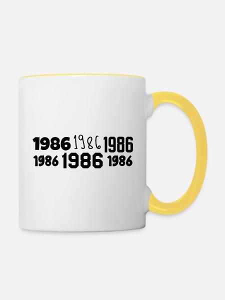 1986 – Großartig seit 1986 - Tasse zweifarbig - Weiß/Gelb