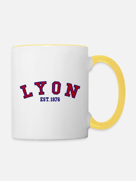 Lyon gegründet 1976 - Tasse zweifarbig - Weiß/Gelb
