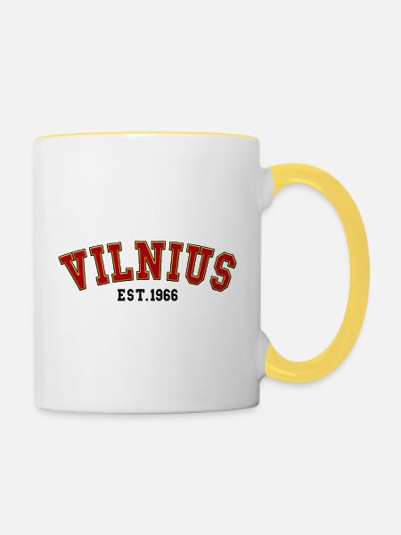Vilnius gegründet 1966 - Tasse zweifarbig - Weiß/Gelb