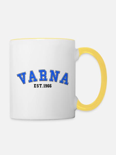 Varna gegründet 1966 - Tasse zweifarbig - Weiß/Gelb