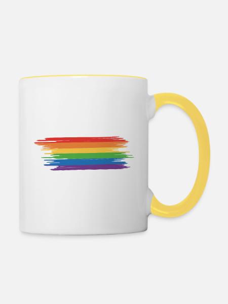 Regenbogenfahne Regenbogen Geschenkidee - Tasse zweifarbig - Weiß/Gelb