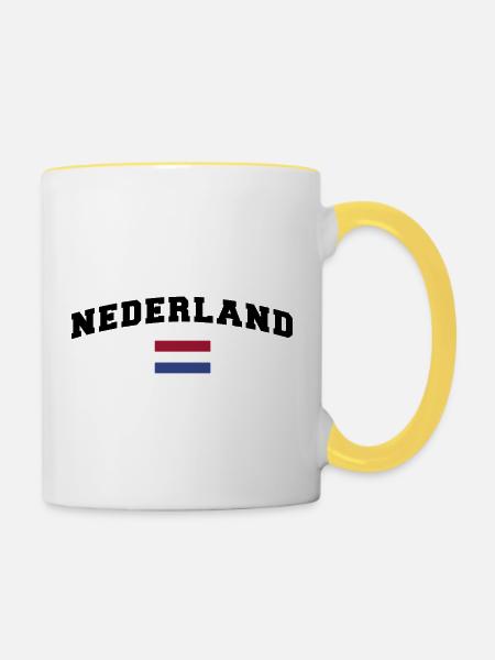 Holland Shirt - Tasse zweifarbig - Weiß/Gelb
