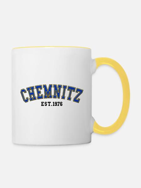Chemnitz, gegründet 1976 - Tasse zweifarbig - Weiß/Gelb