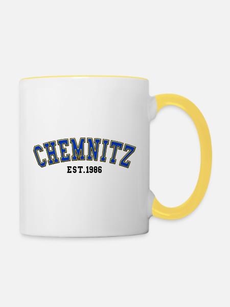 Chemnitz gegründet 1986 - Tasse zweifarbig - Weiß/Gelb