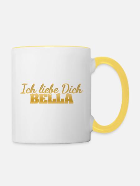 Bella als Liebe - Tasse zweifarbig - Weiß/Gelb