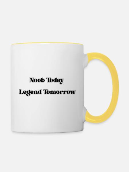Noob Today, Legend Tomorrow - Tasse zweifarbig - Weiß/Gelb