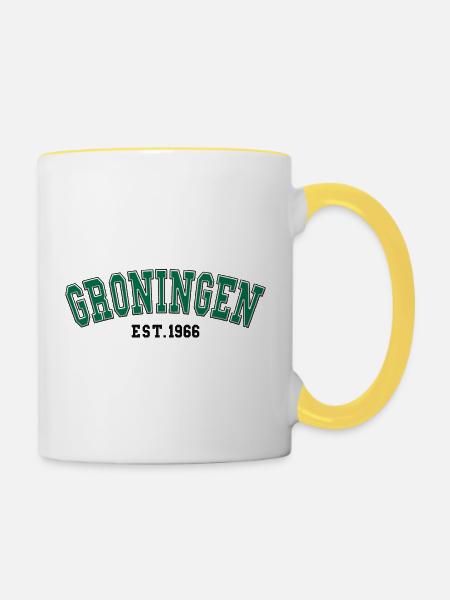 Groningen gegründet 1966 - Tasse zweifarbig - Weiß/Gelb